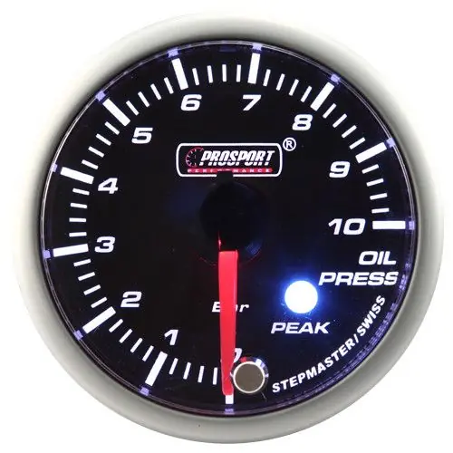 Obniżka ceny Wskaźnik Prosport ciśnienie oleju seria Stepper Motor Peak 52mm niebieski 216SMWBOPSWL270 - FMIC