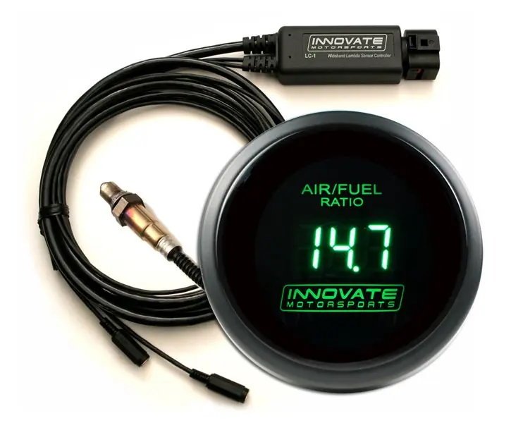 Zestaw LC-2 z zegarem DB Green, Innovate 3873 - Zielone podświetlanie, sonda szerokopasmowa AFR USA-INO-3873 - FMIC Darmowa dostawa