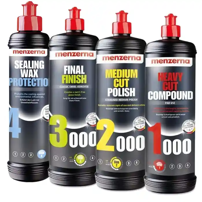 Ograniczona ilość MENZERNA Zestaw Past Polerskich 1000 2000 3000 + Wosk Sealing Wax Protection Korekta i Ochrona Lakieru 4x250ml MENZERNA-SET-003 - FMIC